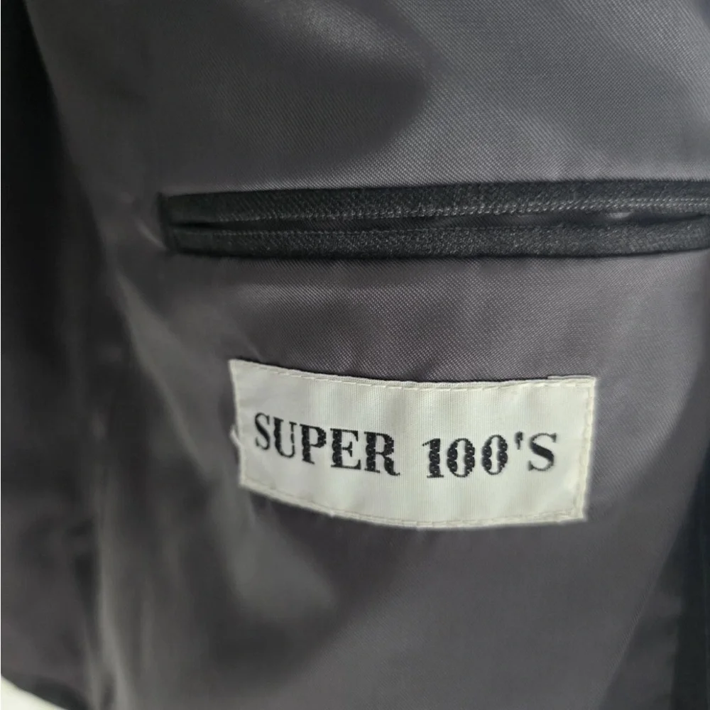 Linea Uomo Suit Sports Coat Pants Men 43 Gray Pinstripe Wool 4button 43x36 Flaw